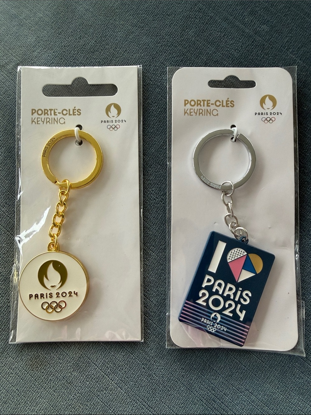 Paris Olympics Official 2024 Gold & Silver Enameled Keychains